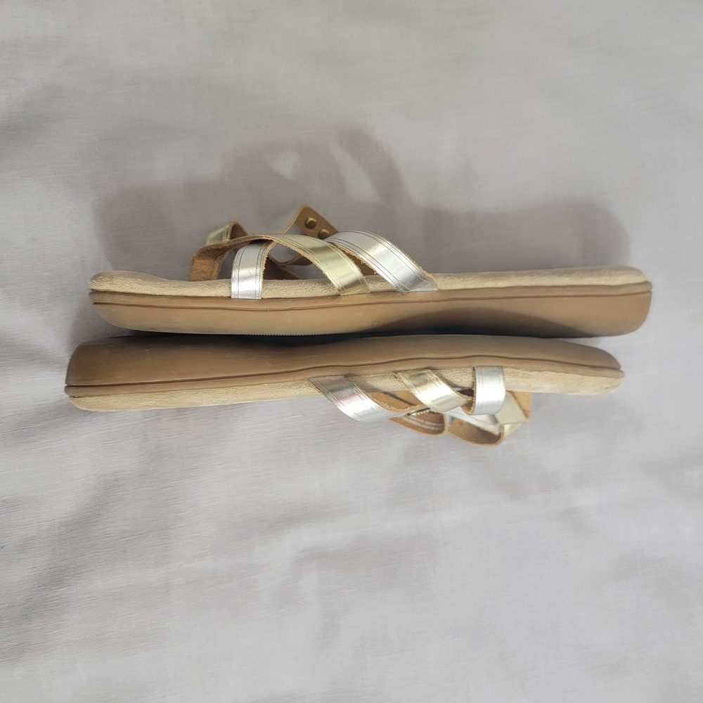 G.H. Bass Sunjuns Sharon Gold Silver Slide Thong Flip Flop Sandals sz 9M - Picture 10 of 15